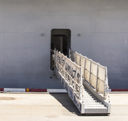 entrance stair of a shipの写真素材