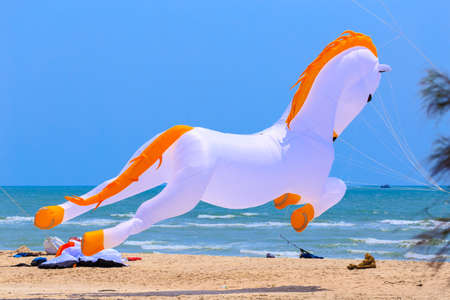 kites flying in the blue skyの写真素材