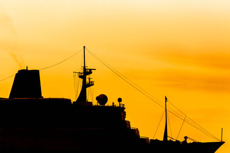 The cruise ship sailing on the sea.の写真素材