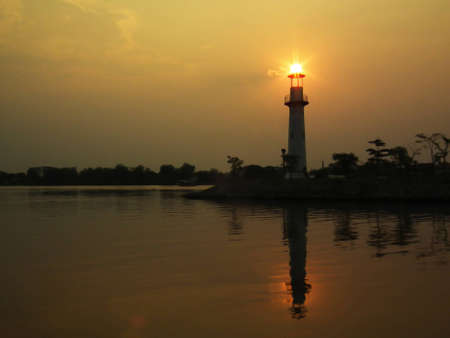 illustration of Lighthouse on sunsetの写真素材