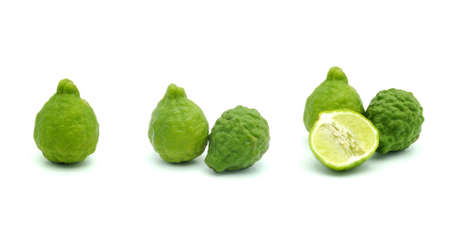 Kaffir lime isolate on white backgroundの写真素材