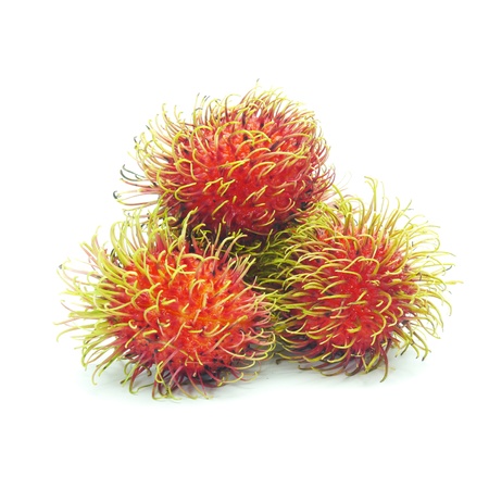 Rambutan fruit isolated on white backgroundの写真素材