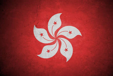 hong kong  flag pattern on the concrete wall.の写真素材