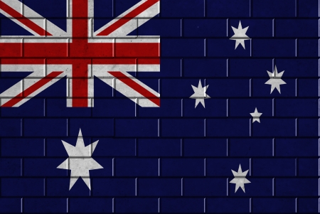 Australia flag painted on a brick wallの写真素材