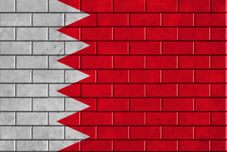 Bahrain flag painted on a brick wallの写真素材