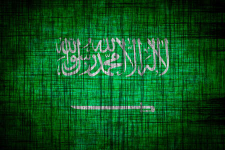 saudi arabia flag  wood textureの写真素材