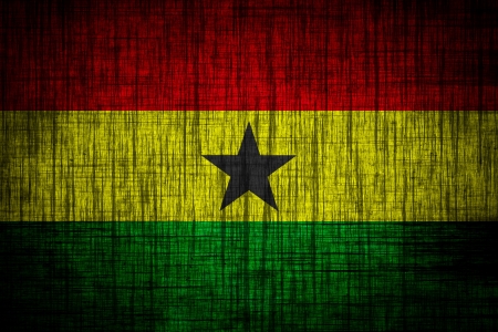 Ghana flag on wood textureの写真素材