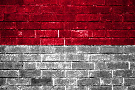 Monaco flag painted on a brick wallの写真素材