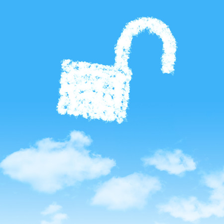 cloud icon with design on blue sky backgroundの写真素材