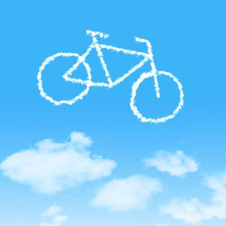 cloud icon with design on blue sky backgroundの写真素材