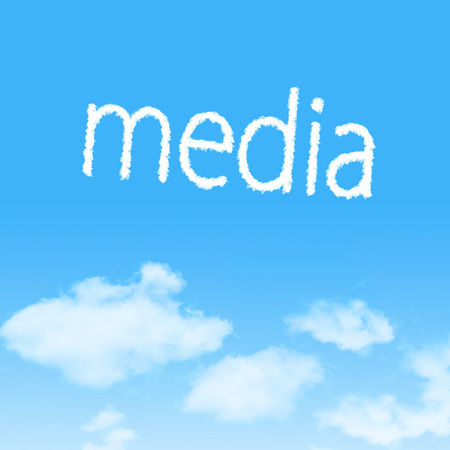 cloud icon with design on blue sky backgroundの写真素材