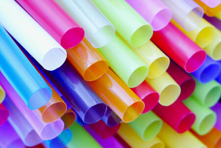 Colorful drinking straws backgroundの写真素材