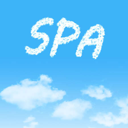 cloud icon with design on blue sky backgroundの写真素材
