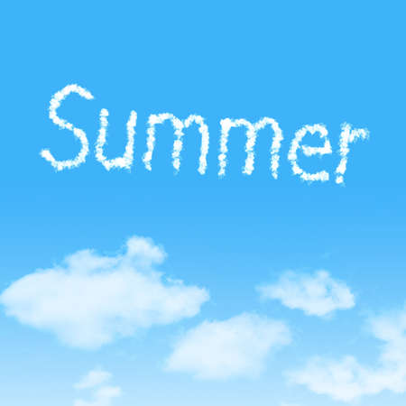 cloud icon with design on blue sky backgroundの写真素材