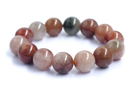 Carnelian necklace isolated on whiteの写真素材