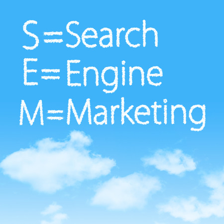 Search Engine Marketing cloud icon with design on blue sky backgroundの写真素材