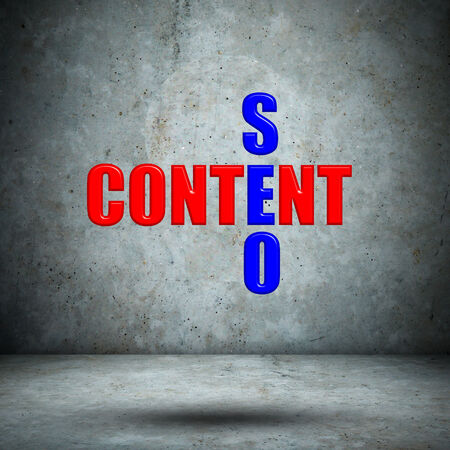 Content SEO crossword on concrete wallの写真素材