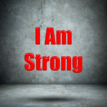 I Am Strong concrete wallの写真素材