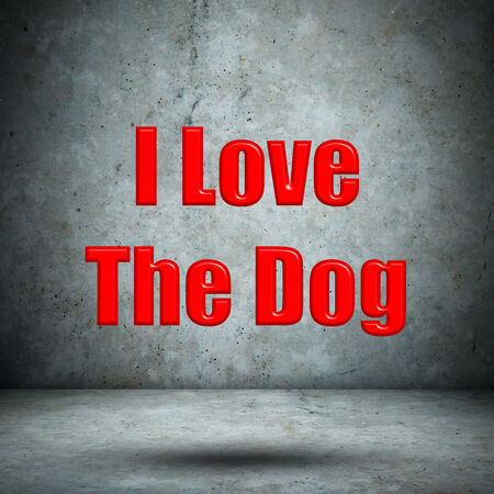 I Love The Dog concrete wallの写真素材