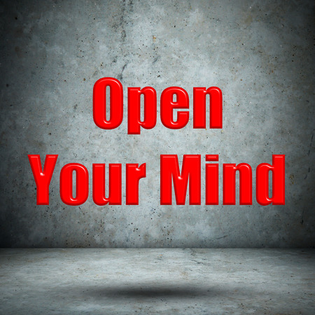 Open Your Mind concrete wallの写真素材