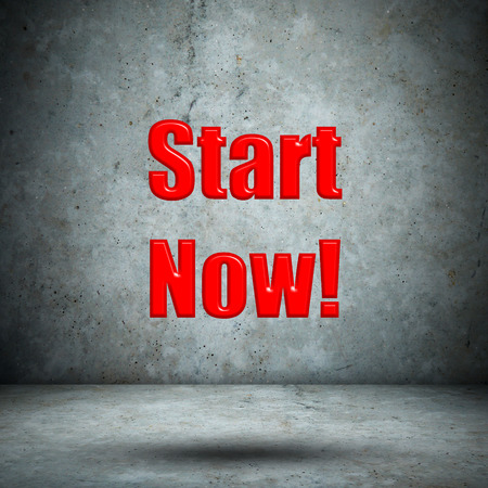 Start Now! concrete wallの写真素材