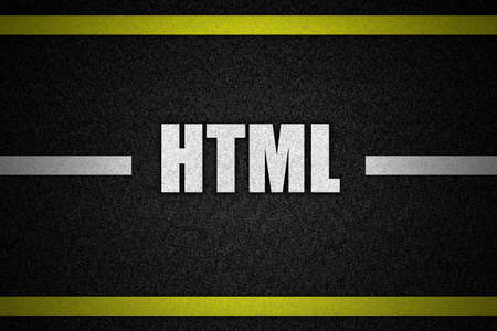 Traffic  road surface with text HTMLの写真素材