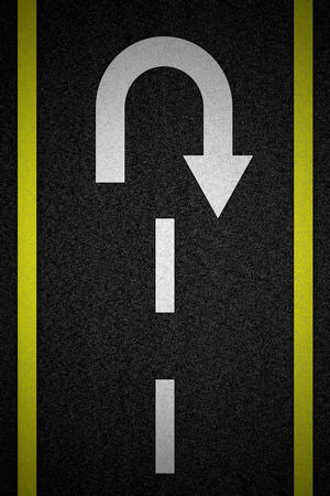 Arrow sign as roadの写真素材