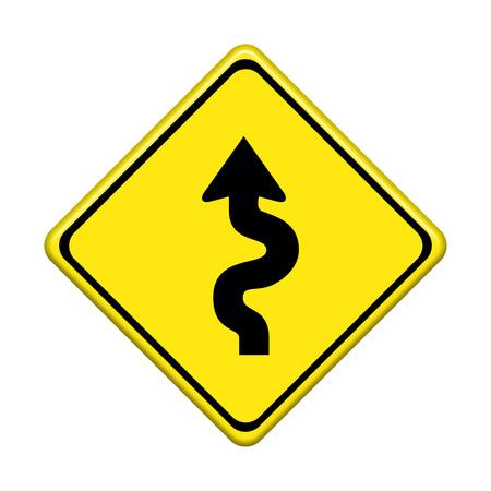  yellow road sign on white backgroundの写真素材