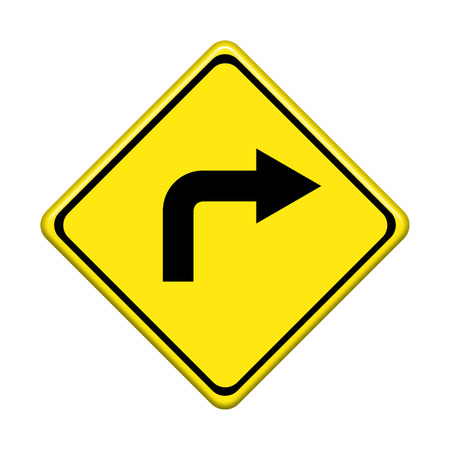  yellow road sign on white backgroundの写真素材