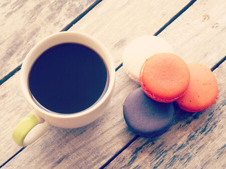 Sweet and colourful french macarons retro-vintage styleの写真素材