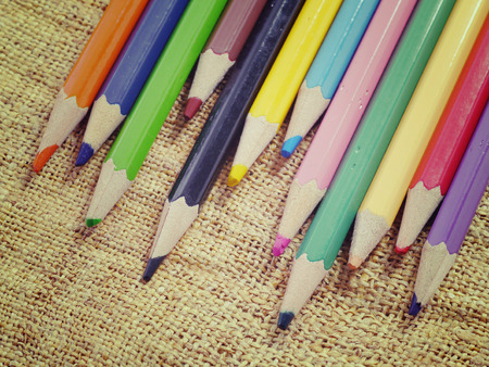 Color pencils old retro vintage styleの写真素材