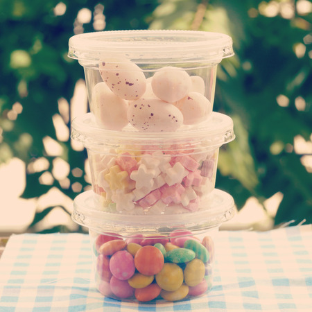 colorful chocolate coated candy old retro vintage style