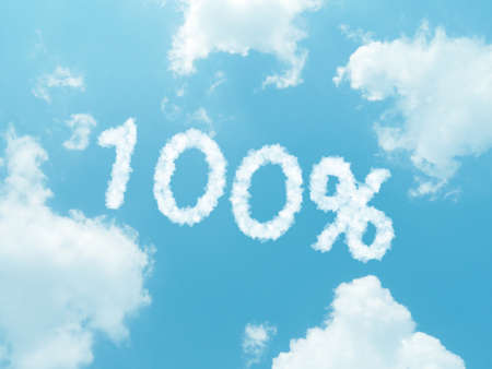 cloud words with design on blue sky backgroundの写真素材