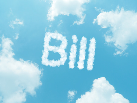 cloud words with design on blue sky backgroundの写真素材