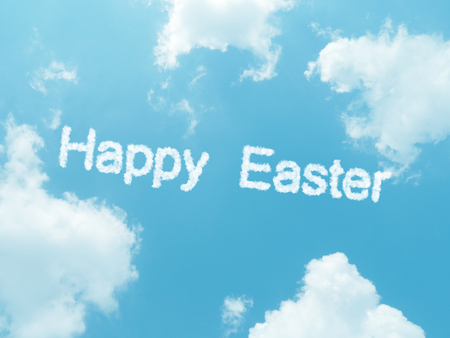 cloud words with design on blue sky backgroundの写真素材