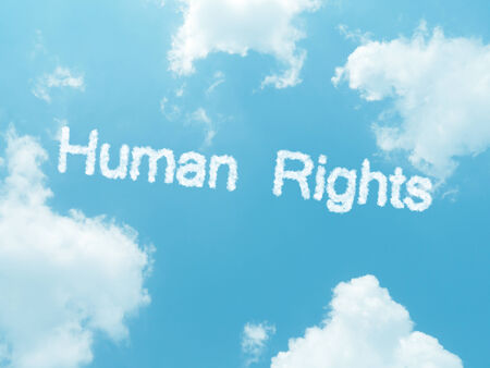 human rights cloud words with design on blue sky backgroundの写真素材