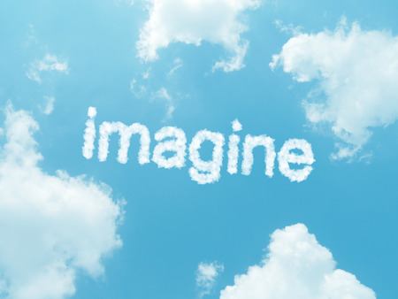 imagine cloud word with design on blue sky backgroundの写真素材