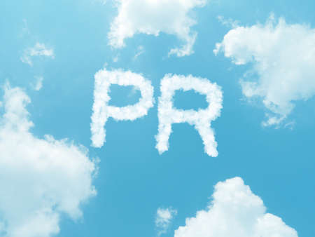 cloud words with design on blue sky backgroundの写真素材
