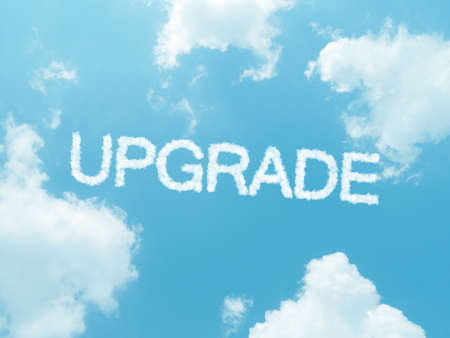 cloud words with design on blue sky backgroundの写真素材