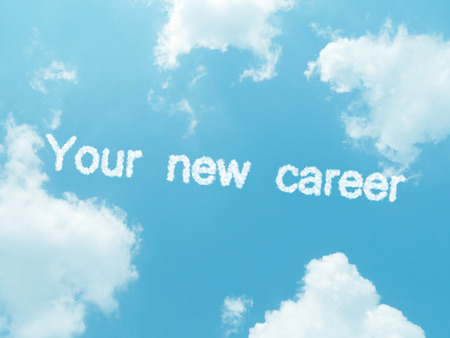 cloud words with design on blue sky backgroundの写真素材