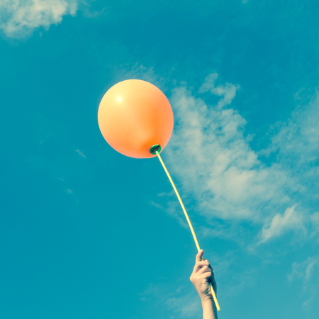 Balloons in the sky  with filter effect retro vintage styleの写真素材