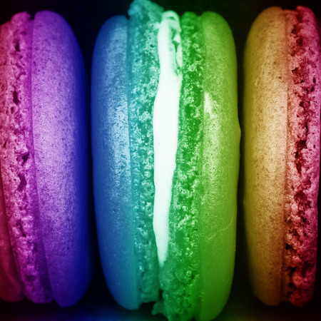rainbow Sweet and colourful french macaronsの写真素材