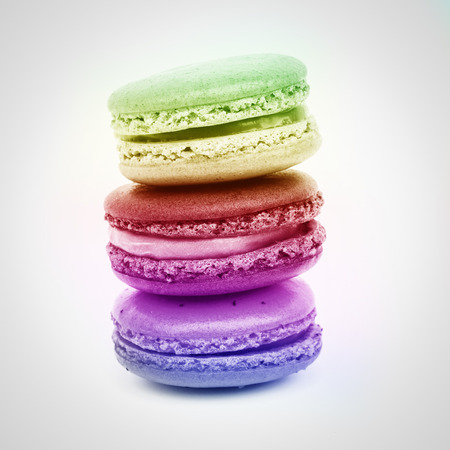 rainbow Sweet and colourful french macaronsの写真素材