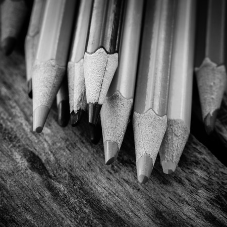 black and white colour pencilsの写真素材