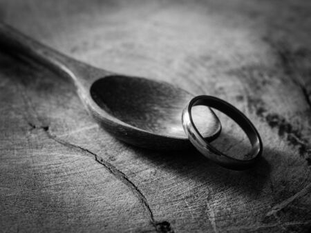 black and white Wedding ringsの写真素材