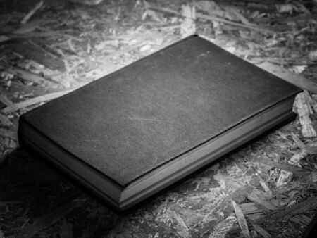 black and white  old bookの写真素材