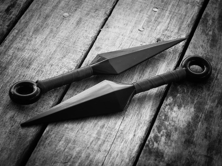 black and white throw ninja weaponsの写真素材