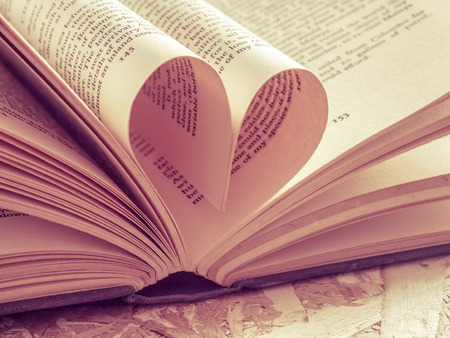 love heart in a book with filter effect retro vintage styleの写真素材