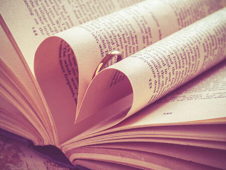 love heart in a book with filter effect retro vintage styleの写真素材