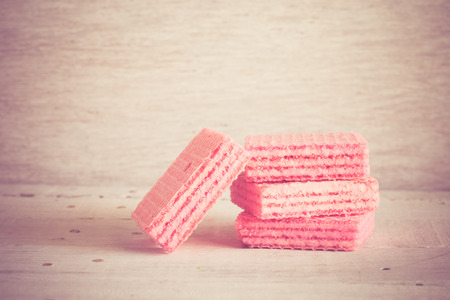 Pink waffles with filter effect retro vintage styleの写真素材